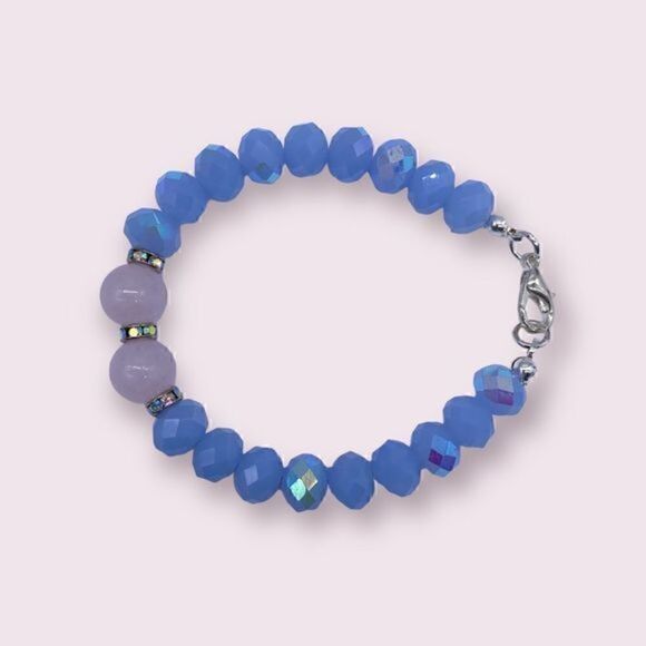 Ross quartz semiprecious stones and crystals bracelet. New - Picture 2 of 4